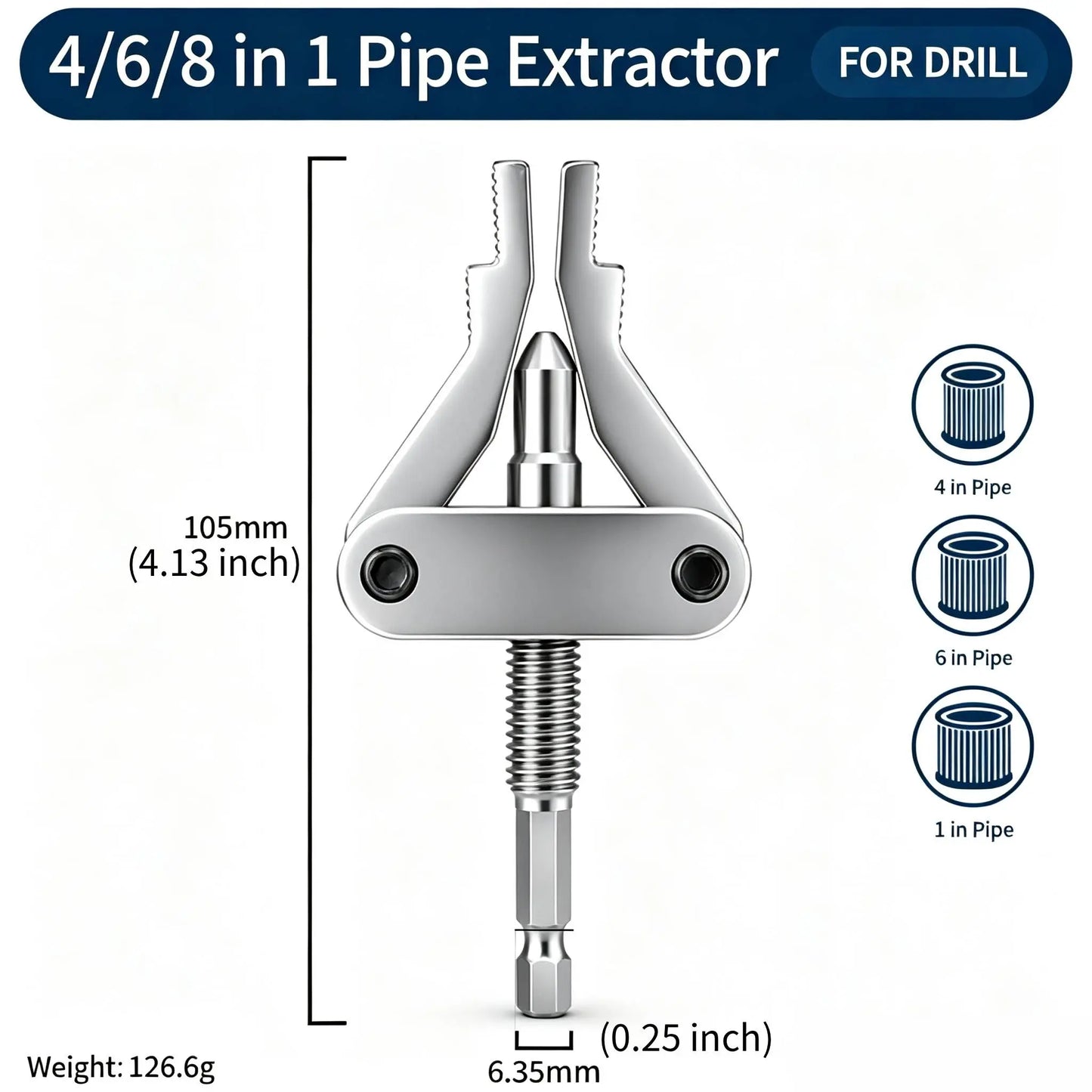 Heavy Duty Universal Hex Shank Broken Pipe Extractor Steel