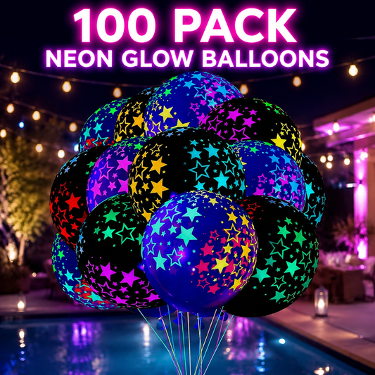 100 Pieces Neon Glow Balloons Neon Stars Glowin Blacklight Black Light Fluorescent Mini Stars
