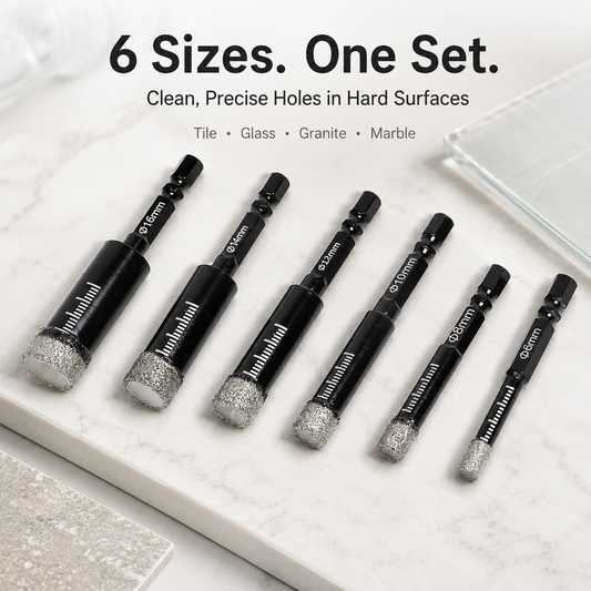 6 Pcs Diamond Drill Bits Set, 1/4 5/6 3/81/2 Inch Brazed Diamond Drill Bits