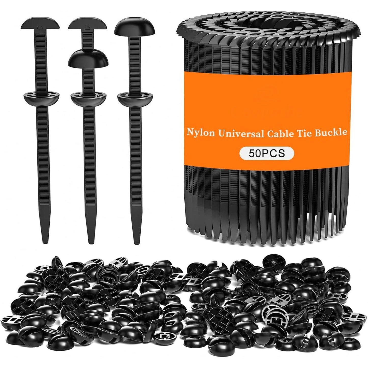50/100 Pcs Heavy Duty Nylon Universal Cable Tie Buckle for Car, Upgraded Automotive Zipper Clips