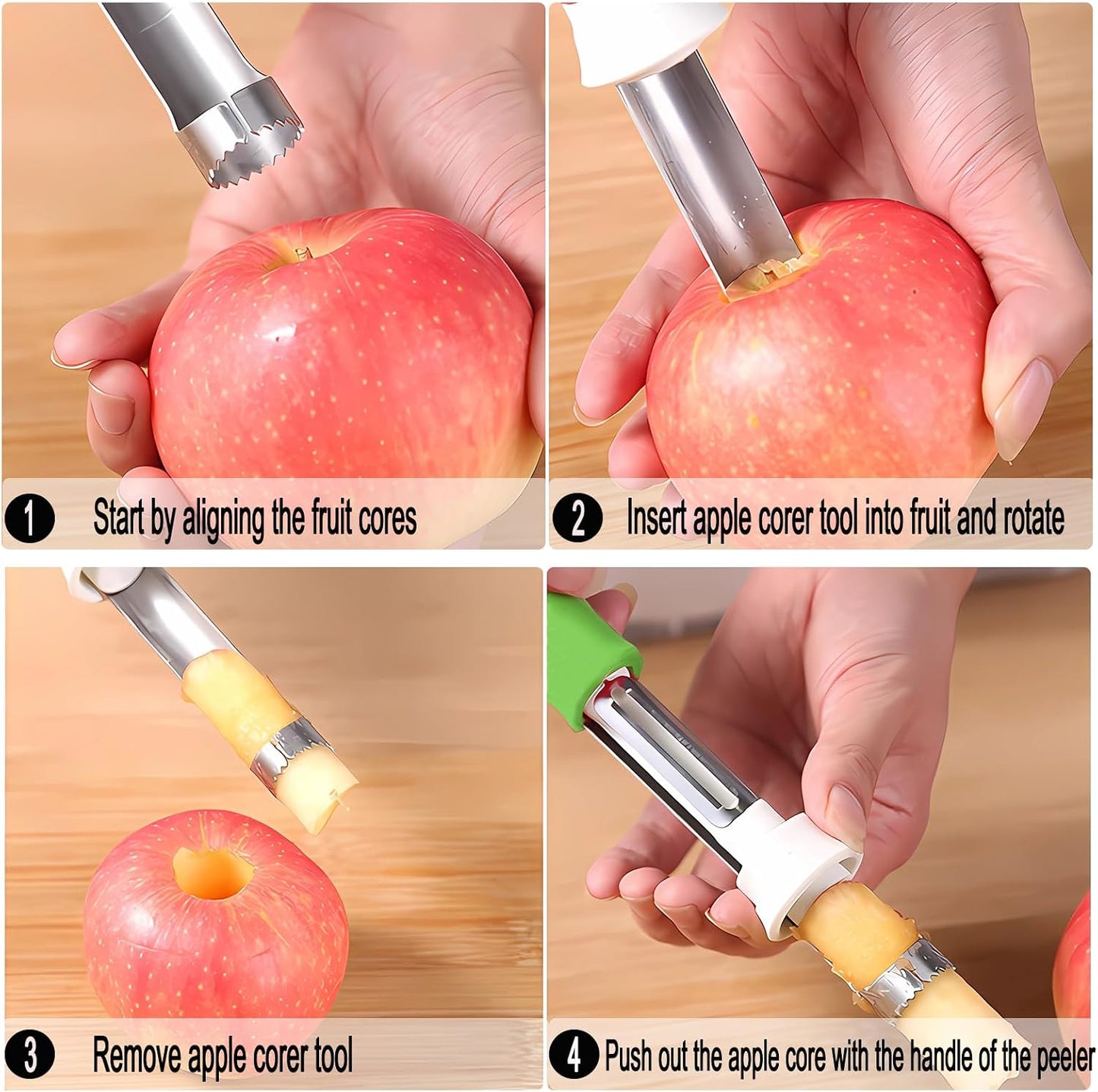 2Pcs Apple Corer and Peeler Tool, Fruit Vegetable Corer and Peeler Tool Stainless Steel