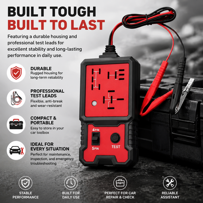 12-24V Automotive Relay Tester Kit with Test Leads, Fuse & Socket Tester