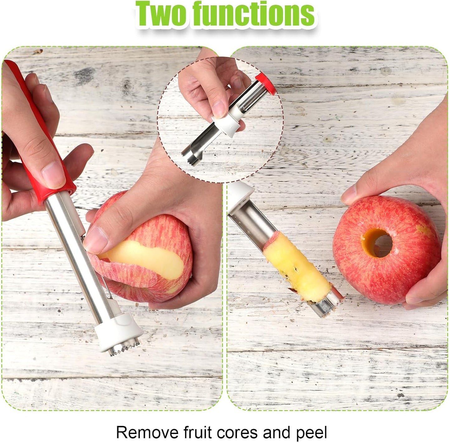 2Pcs Apple Corer and Peeler Tool, Fruit Vegetable Corer and Peeler Tool Stainless Steel