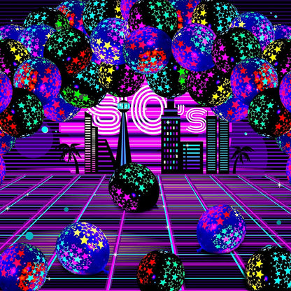 100 Pieces Neon Glow Balloons Neon Stars Glowin Blacklight Black Light Fluorescent Mini Stars