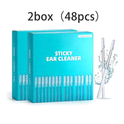 48PCS Sticky Ear Reusable Earwax Remova lAdhesive Swabs Cleaning Stick,