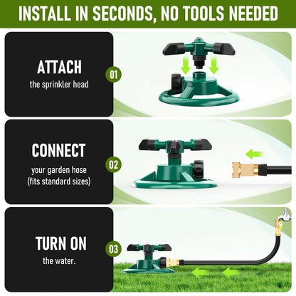Automatic 360 Rotating  Lawn & Garden Sprinkler for Large Area Coverage