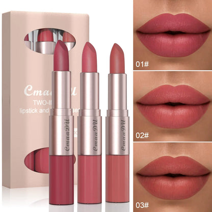 Long-Lasting Lipstick & Lip Glaze Set – Dual-Ended Design