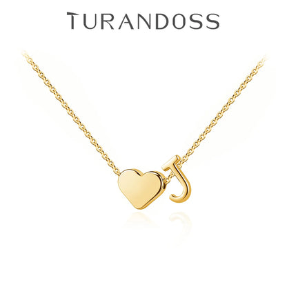 Turandoss Tiny Initial Necklaces Golden Heart A-Z