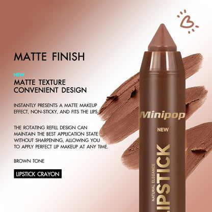 6Pcs Mauve Brown Matte Lip Liner and Lipstick Combo Set Kit