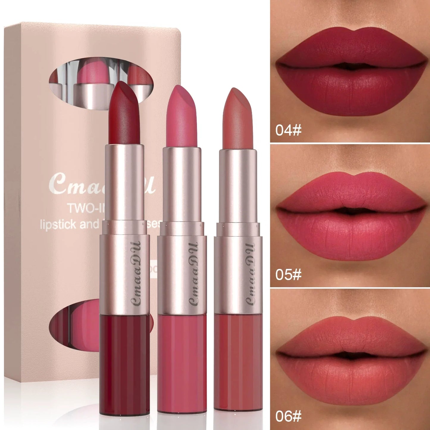 Long-Lasting Lipstick & Lip Glaze Set – Dual-Ended Design