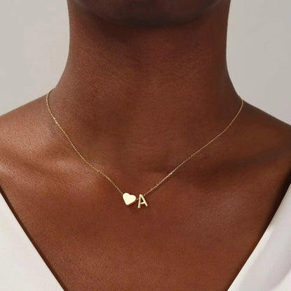 Turandoss Tiny Initial Necklaces Golden Heart A-Z