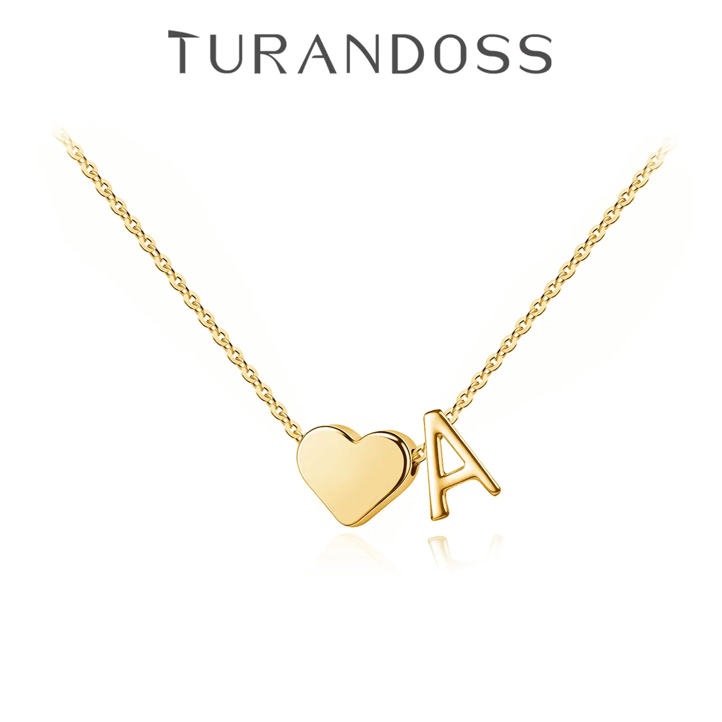 Turandoss Tiny Initial Necklaces Golden Heart A-Z