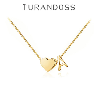 Turandoss Tiny Initial Necklaces Golden Heart A-Z