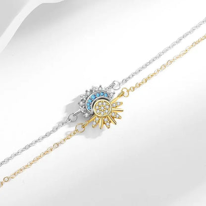 Sun and Moon Bracelet Set for bestfriend, sister gift,Stackable Gold Sun & Blue Moon Bracelet, Matching Couple/Friendship/sister Jewelry necklace