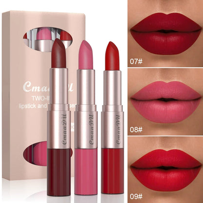 Long-Lasting Lipstick & Lip Glaze Set – Dual-Ended Design