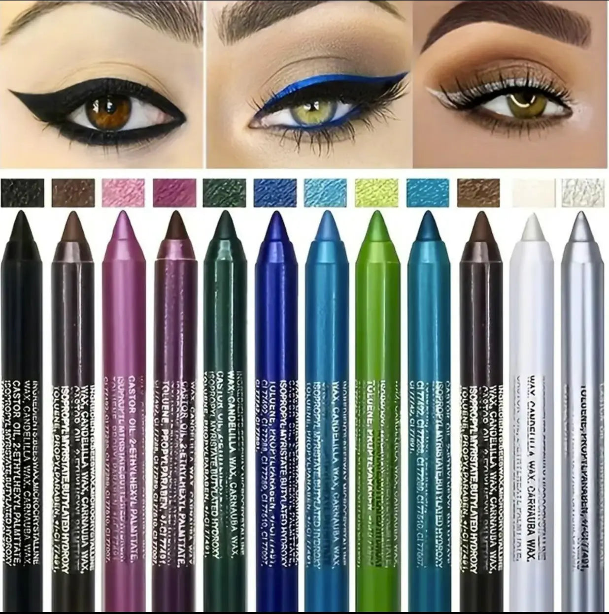 12-Color Waterproof Long-lasting Eyeliner Shades Pens - High Color Pearl Gloss Finish