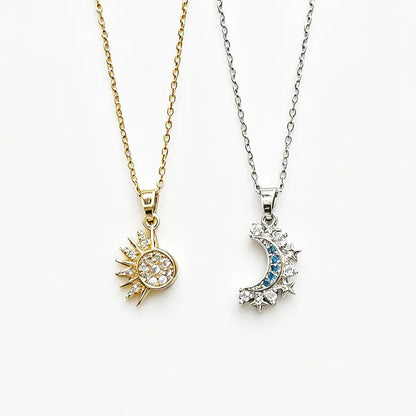 Sun and Moon Bracelet Set for bestfriend, sister gift,Stackable Gold Sun & Blue Moon Bracelet, Matching Couple/Friendship/sister Jewelry necklace