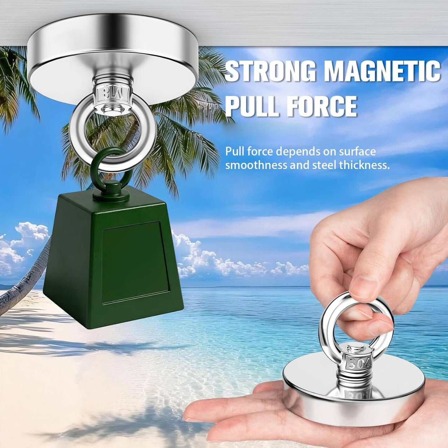 Heavy Duty Fishing Magnets with Countersunk Hole