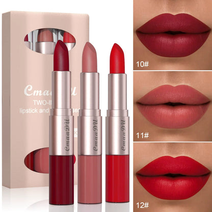 Long-Lasting Lipstick & Lip Glaze Set – Dual-Ended Design