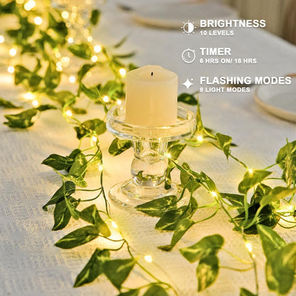 Modern Cordless 33ft 100 LED Ivy String Lights with Remote