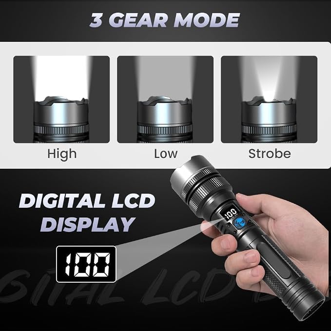 Super Bright Waterproof Flashlight with Telescoping Zoom