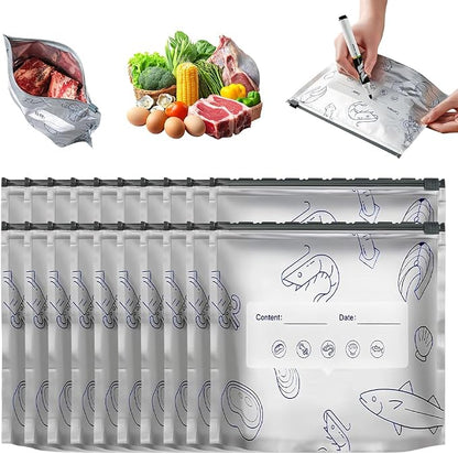 30Pcs Reusable Aluminum Foil Sealable Storage Bags with Zipper For Meat Fruit