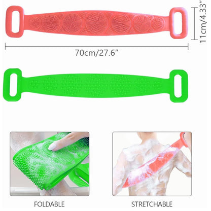 2Pack Long Silicone Exfoliating Bath Brush with Handles