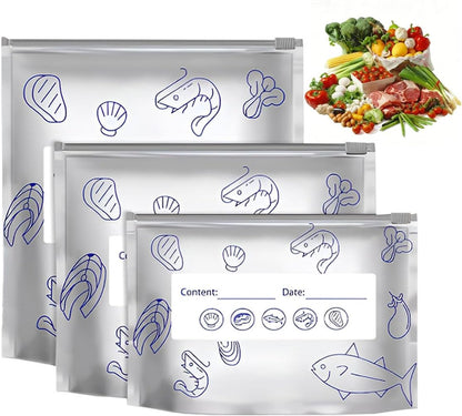 30Pcs Reusable Aluminum Foil Sealable Storage Bags with Zipper For Meat Fruit