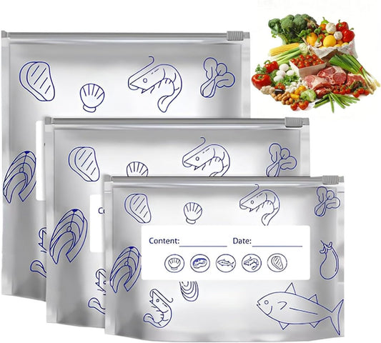 30Pcs Reusable Aluminum Foil Sealable Storage Bags with Zipper For Meat Fruit
