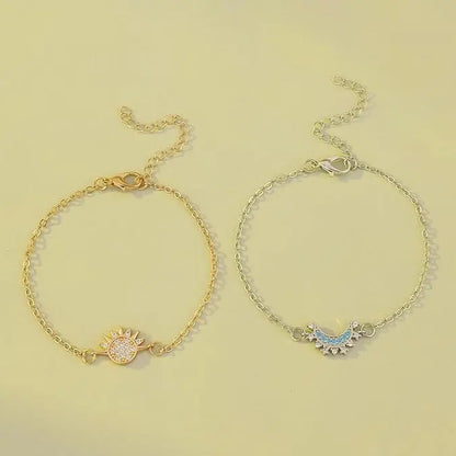 Sun and Moon Bracelet Set for bestfriend, sister gift,Stackable Gold Sun & Blue Moon Bracelet, Matching Couple/Friendship/sister Jewelry necklace
