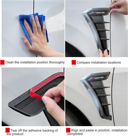 2PCS Car Fender Side Vents, Self-Adhesive Sporty Vehicle Exterior Trim Modification Kit Universal for Most Cars