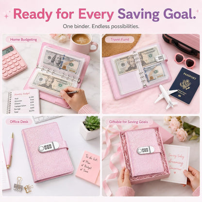 Cash Savings Binder with 3-Digit Combination Lock 100-Page