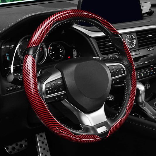 Carbon Fiber Steering Wheel Covers 3 Piece Clip on Steering Wheel Cover