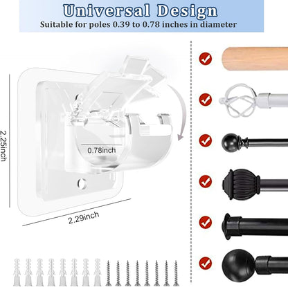 10 Pack No Drilling Self Adhesive Curtain Rod Holders