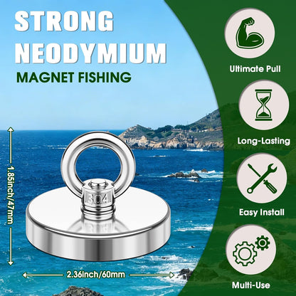Heavy Duty Fishing Magnets with Countersunk Hole