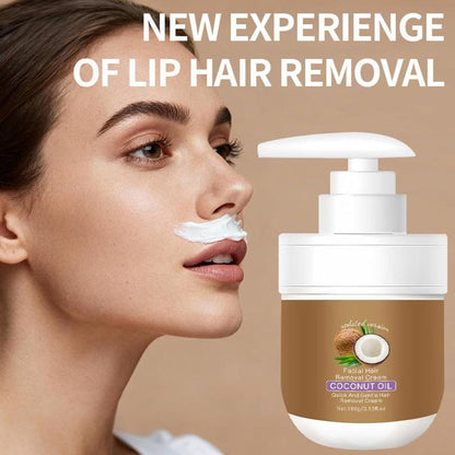 Facial Hair Removal Cream with Coconut Oil, 100g – Gentle Depilatory Cream for Face, Body, Bikini Area, Legs, Underarms, Chest, Back, Stomach, Upper Lip, Chin & Eyebrows