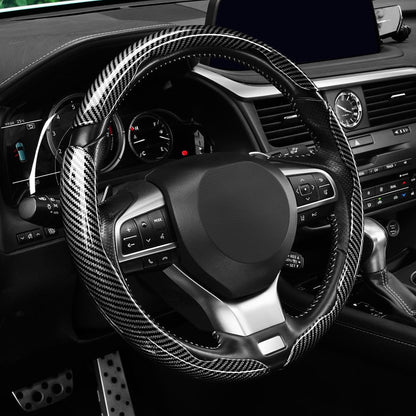 Carbon Fiber Steering Wheel Covers 3 Piece Clip on Steering Wheel Cover