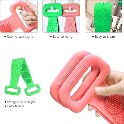2Pack Long Silicone Exfoliating Bath Brush with Handles
