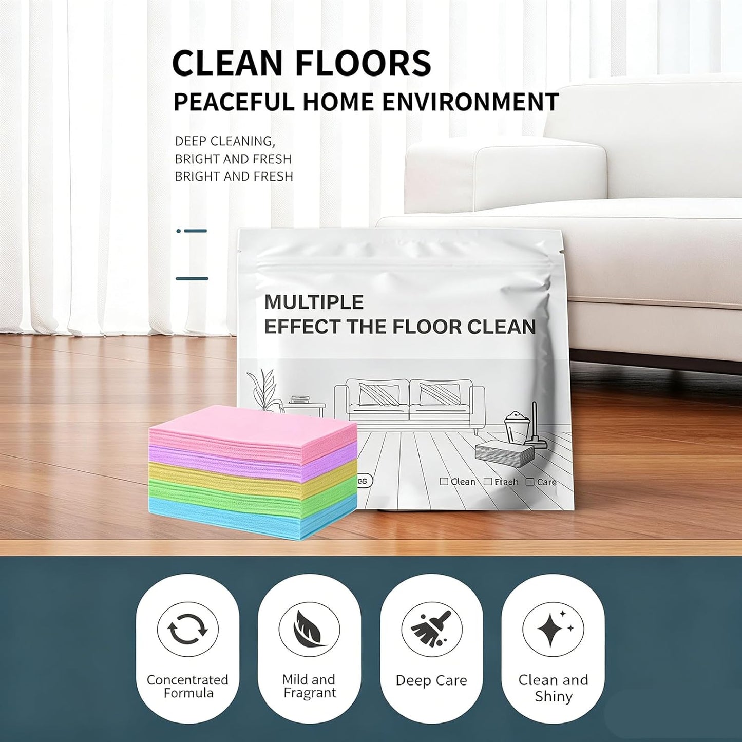 100 Piece Multi-Effect Multi-Material Floor Cleaning Sheets