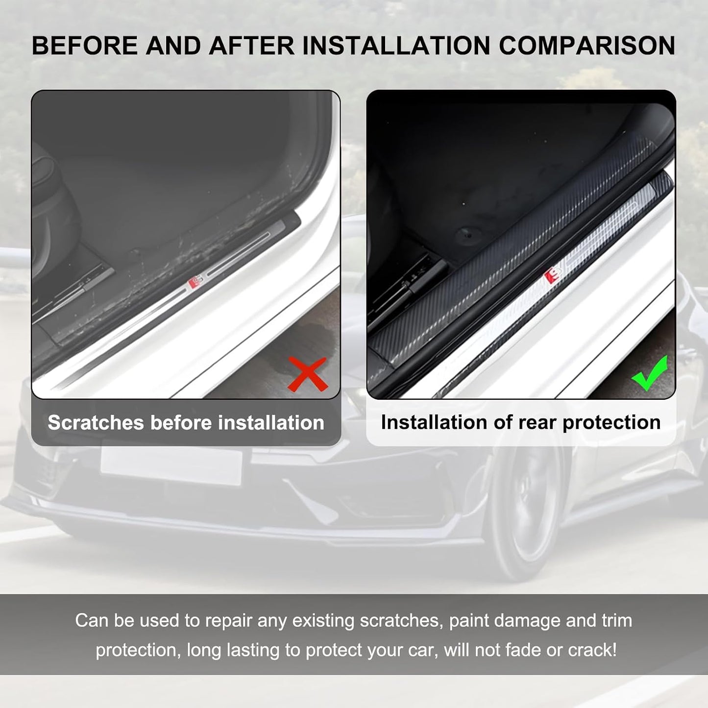 Car 3D Carbon Fiber Vinyl Tape, Anti-Scratch Self Adhesive Door Entry Guards Vinyl Overlay Wrap Roll