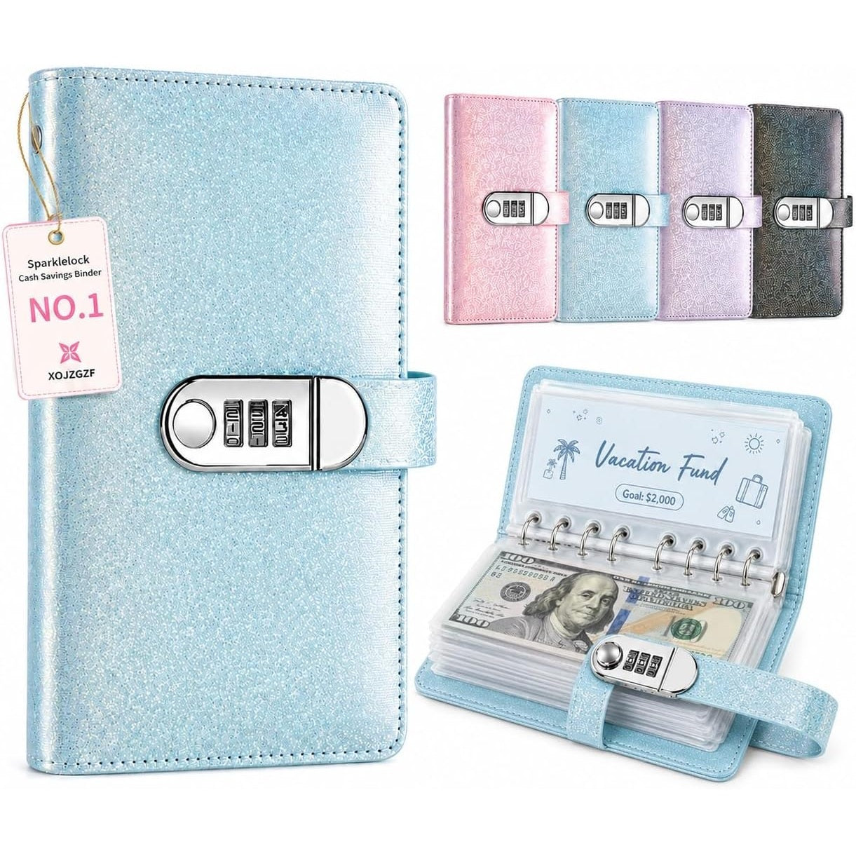 Cash Savings Binder with 3-Digit Combination Lock 100-Page
