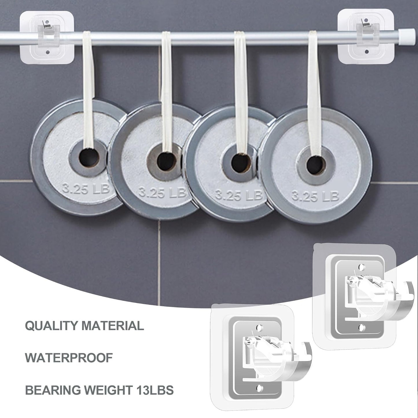 10 Pack No Drilling Self Adhesive Curtain Rod Holders