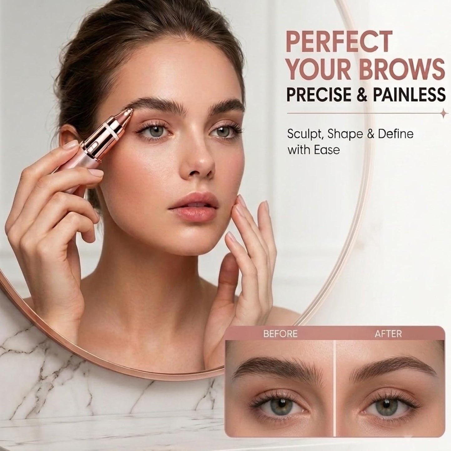 2 in 1 Facial & Eyebrow Hair Trimmer for Women, Rechargeable Face Razor, Lip & Peach Fuzz Remover, Precision Eyebrow Shaper