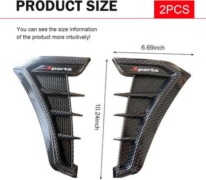 2PCS Car Fender Side Vents, Self-Adhesive Sporty Vehicle Exterior Trim Modification Kit Universal for Most Cars