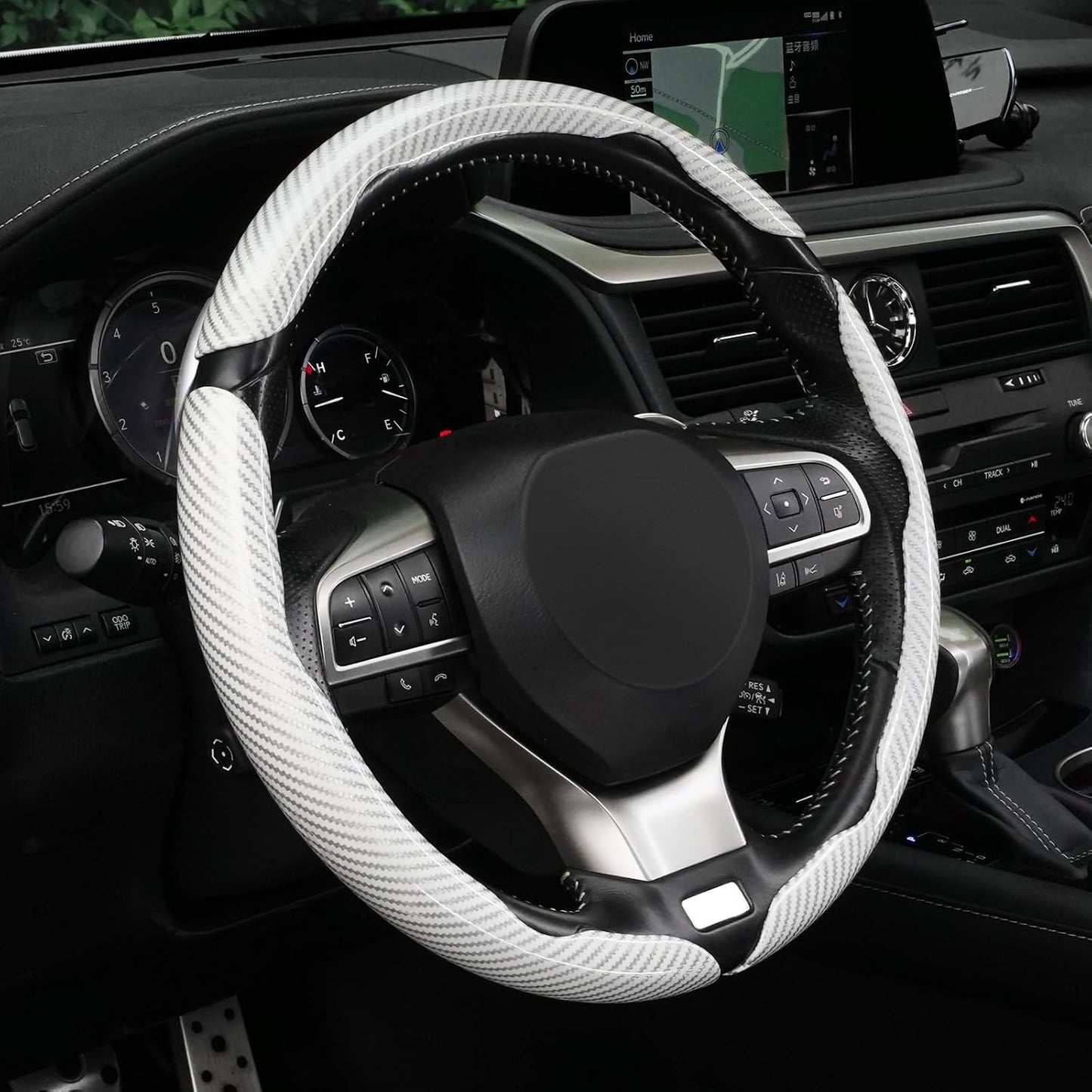 Carbon Fiber Steering Wheel Covers 3 Piece Clip on Steering Wheel Cover
