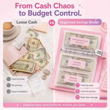 Cash Savings Binder with 3-Digit Combination Lock 100-Page