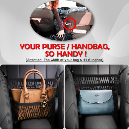 Elastic 3-Layer Mesh Storage Net for Between Car Seats