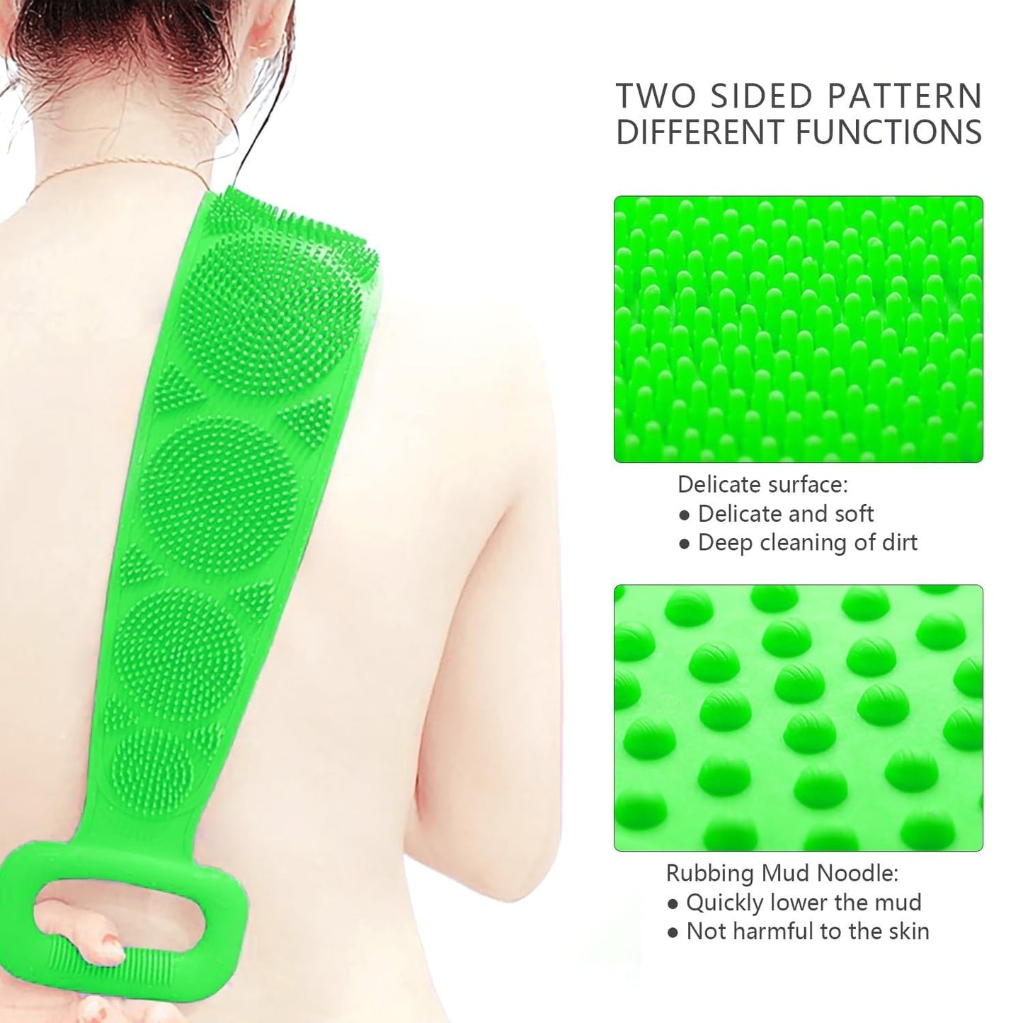 2Pack Long Silicone Exfoliating Bath Brush with Handles