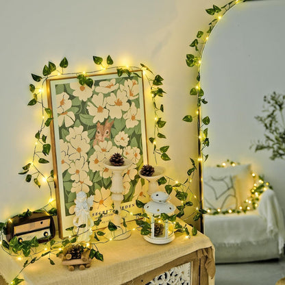 Modern Cordless 33ft 100 LED Ivy String Lights with Remote