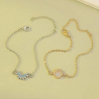 Sun and Moon Bracelet Set for bestfriend, sister gift,Stackable Gold Sun & Blue Moon Bracelet, Matching Couple/Friendship/sister Jewelry necklace